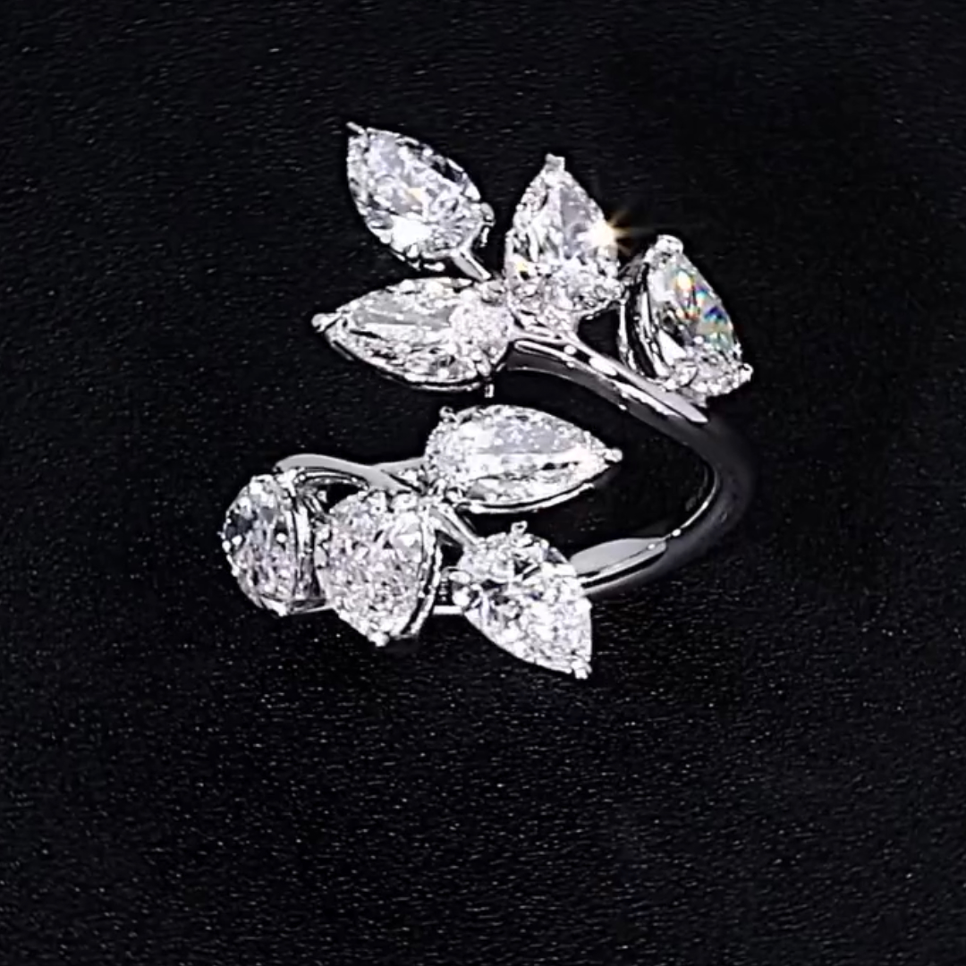 4ct Sculptural Branch design White Stone Band Ring