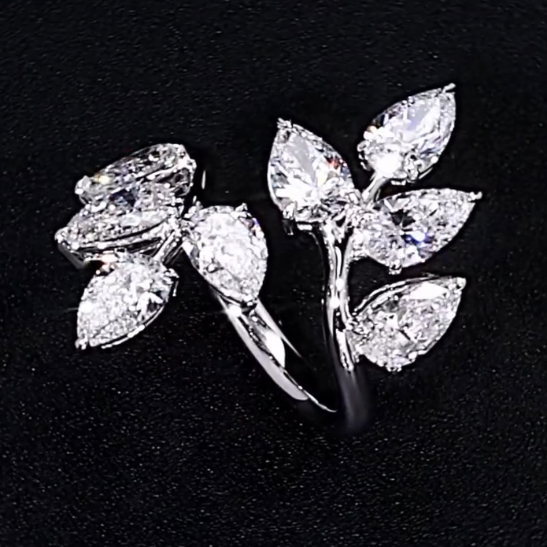 4ct Sculptural Branch design White Stone Band Ring