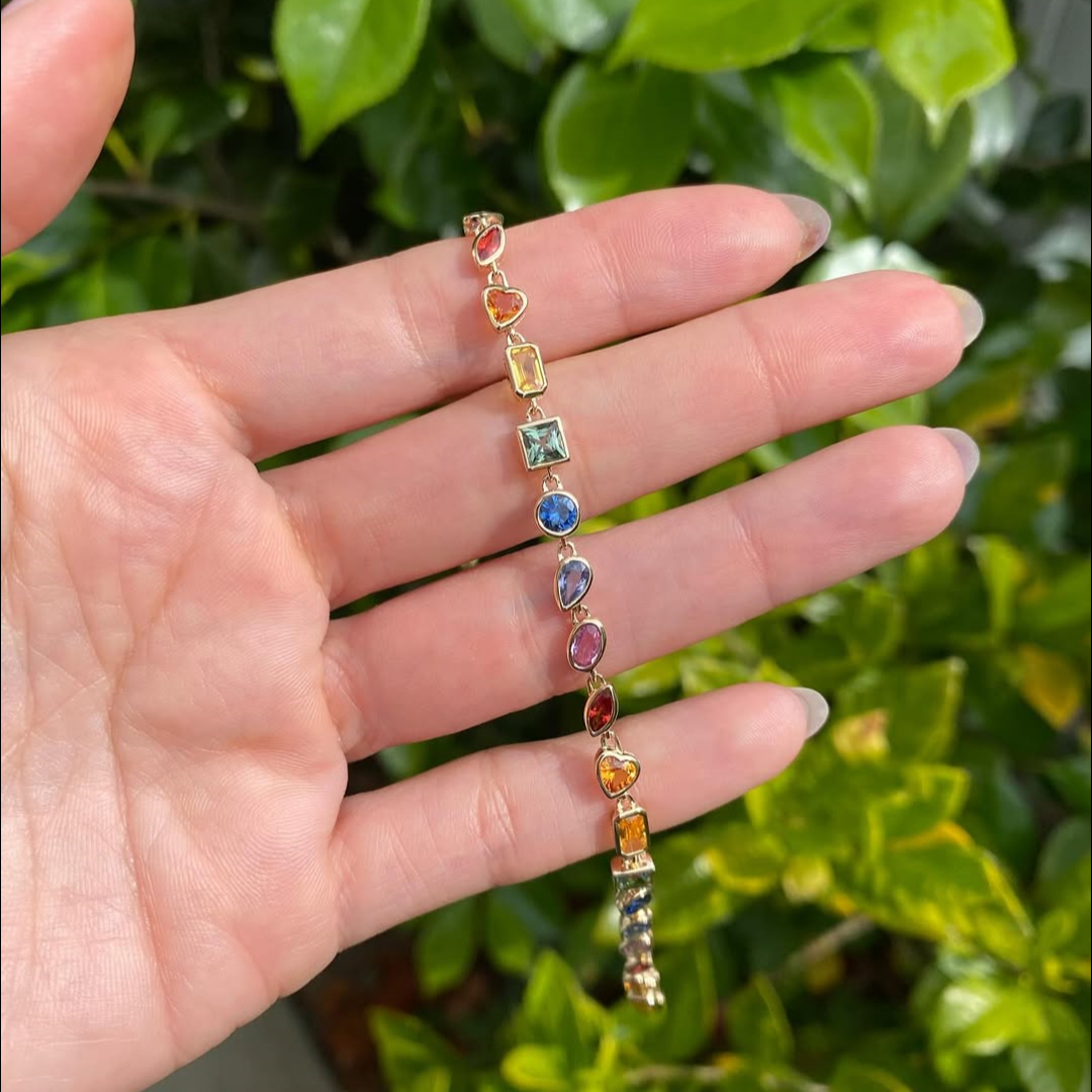 Classic Multi-cut Rainbow Sapphire Tennis Bracelet