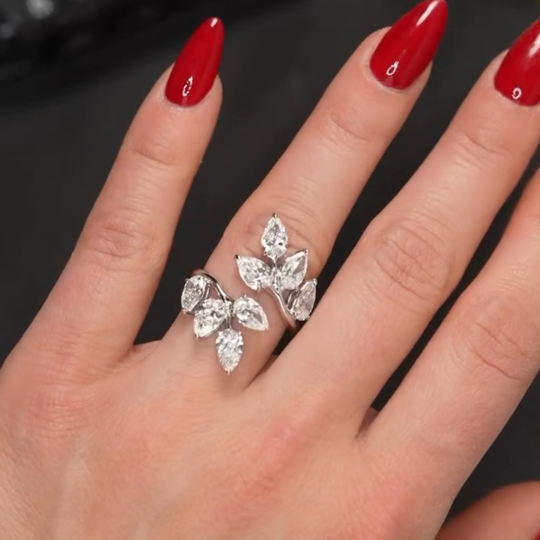 4ct Sculptural Branch design White Stone Band Ring