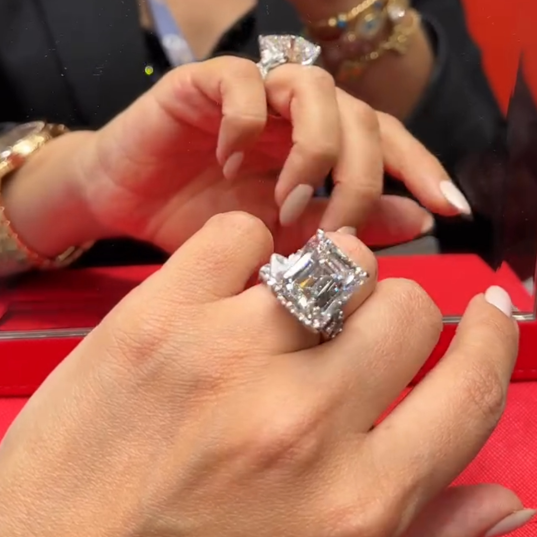 Stunning 4ct Emerald Cut White Stone Ring