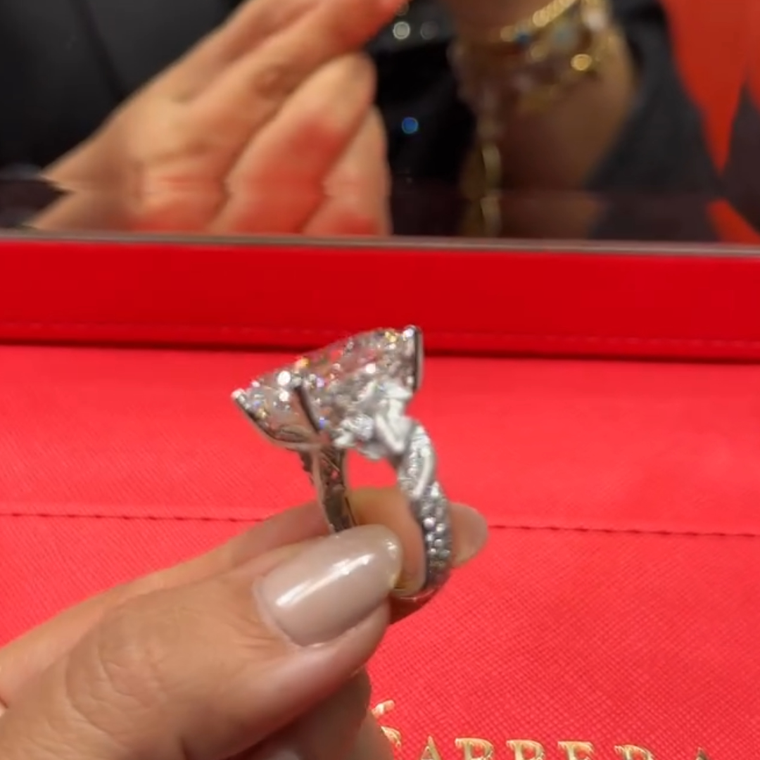 Stunning 4ct Emerald Cut White Stone Ring