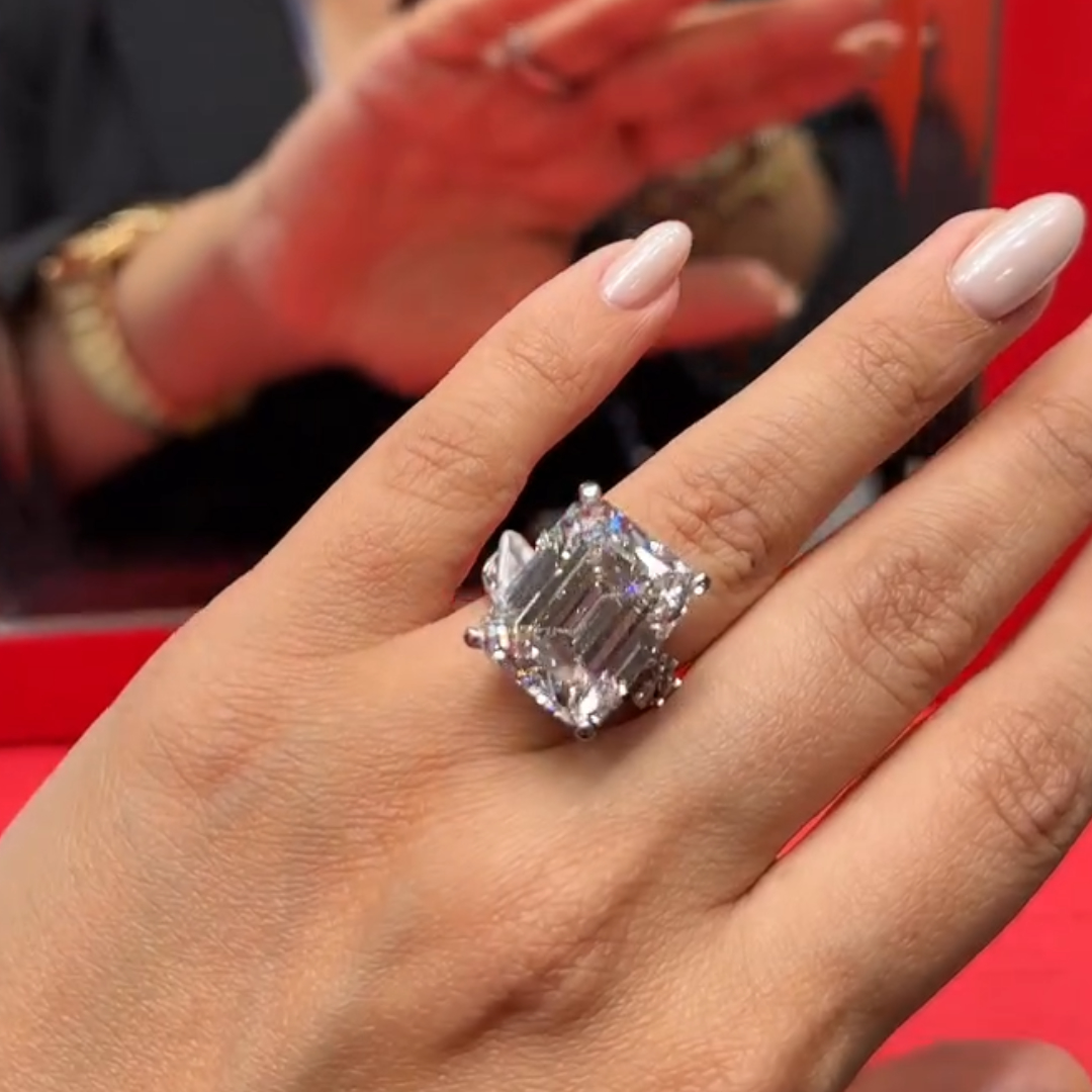 Stunning 4ct Emerald Cut White Stone Ring
