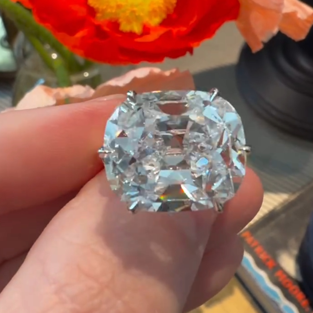 6ct Cushion-cut Diamond Sterling Silver Plated Yellow Gold Handmade Ring