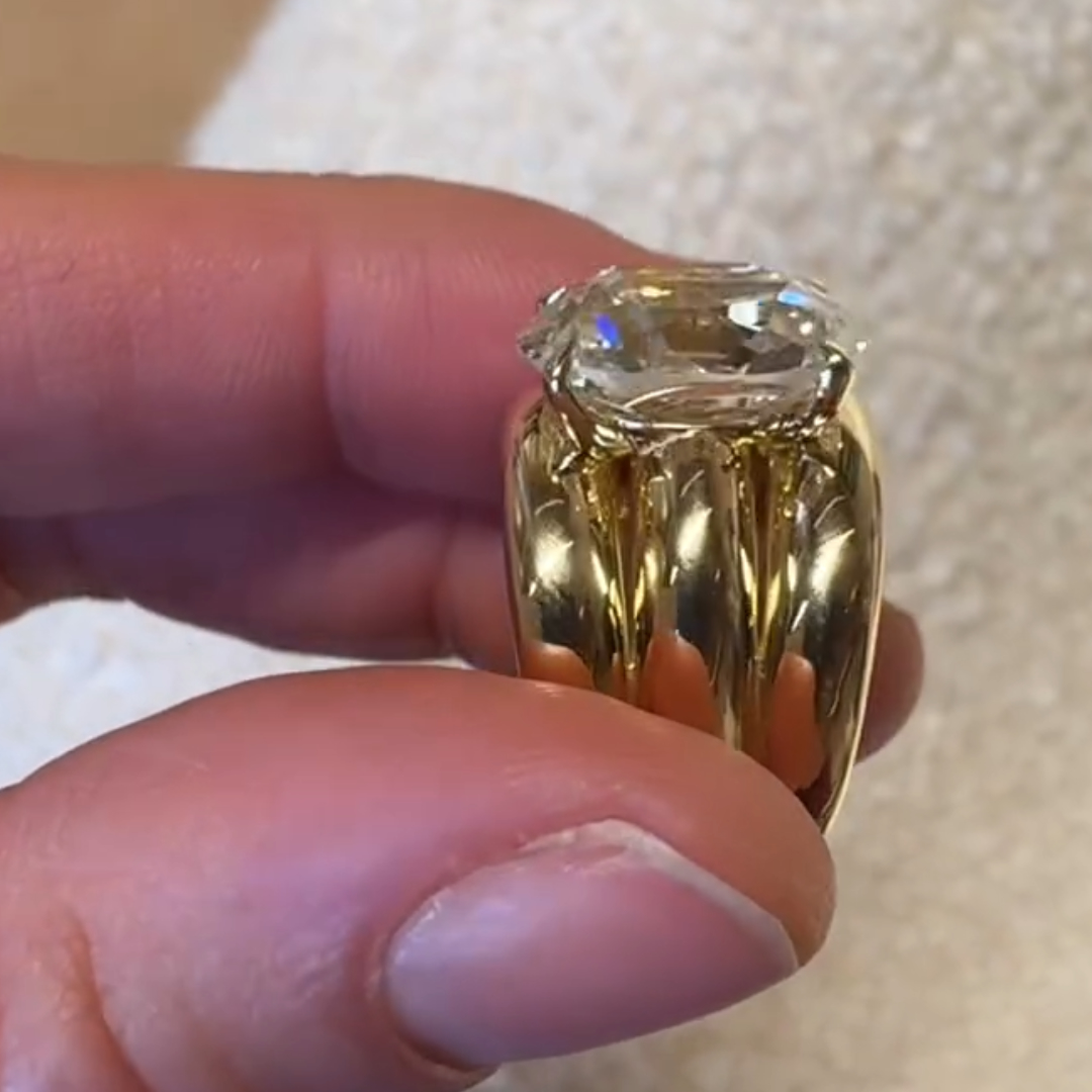 Unique 7ct Oval Cut White Stone Solitaire Ring