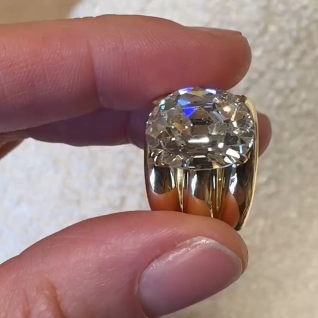 Unique 7ct Oval Cut White Stone Solitaire Ring