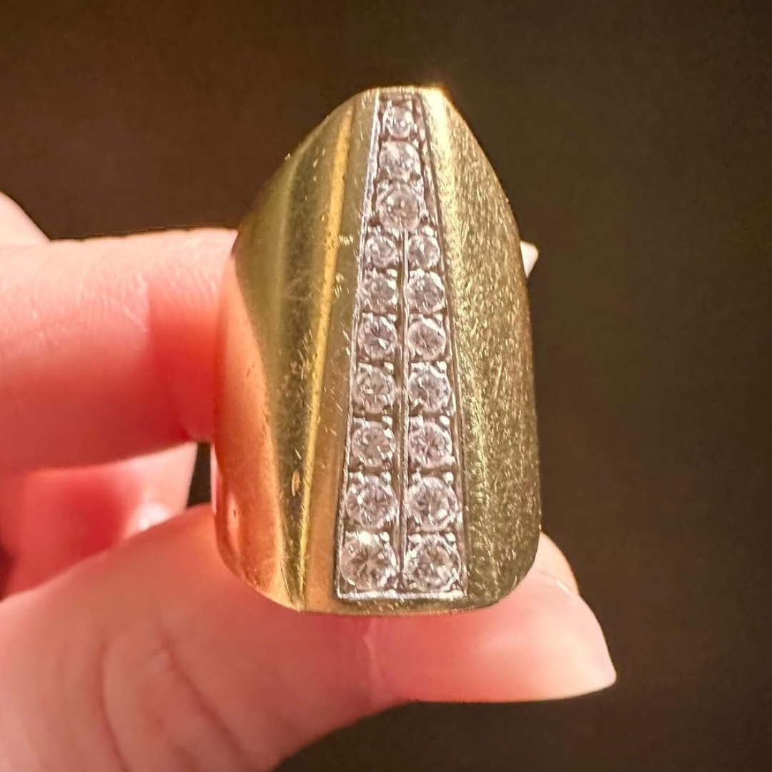 4.05ctw White Stone Cigar Band Ring 