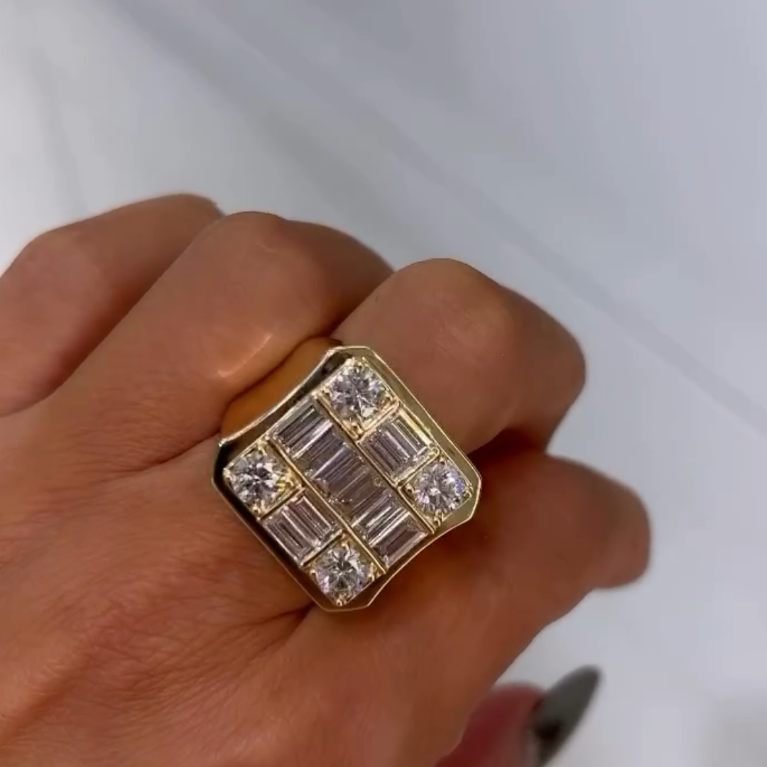 7.85ctw Multi-cut White Stone Ring for Men 