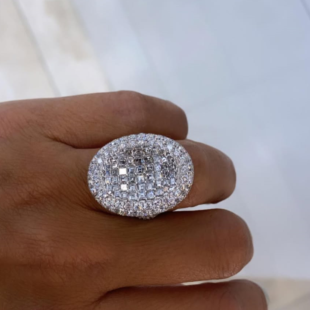 13.75ctw Pave Setting White Stone Cocktail Ring