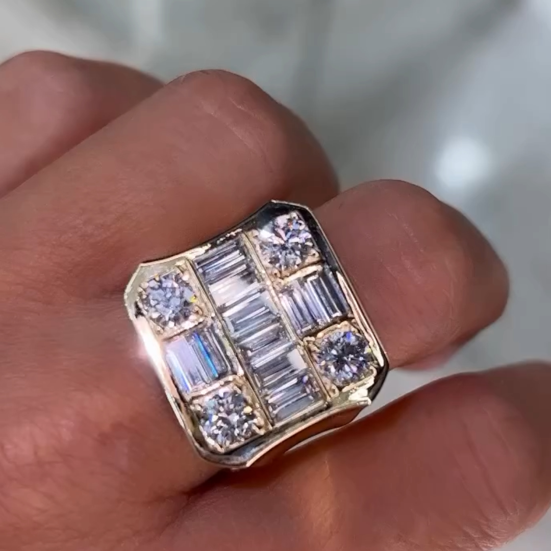 7.85ctw Multi-cut White Stone Ring for Men 