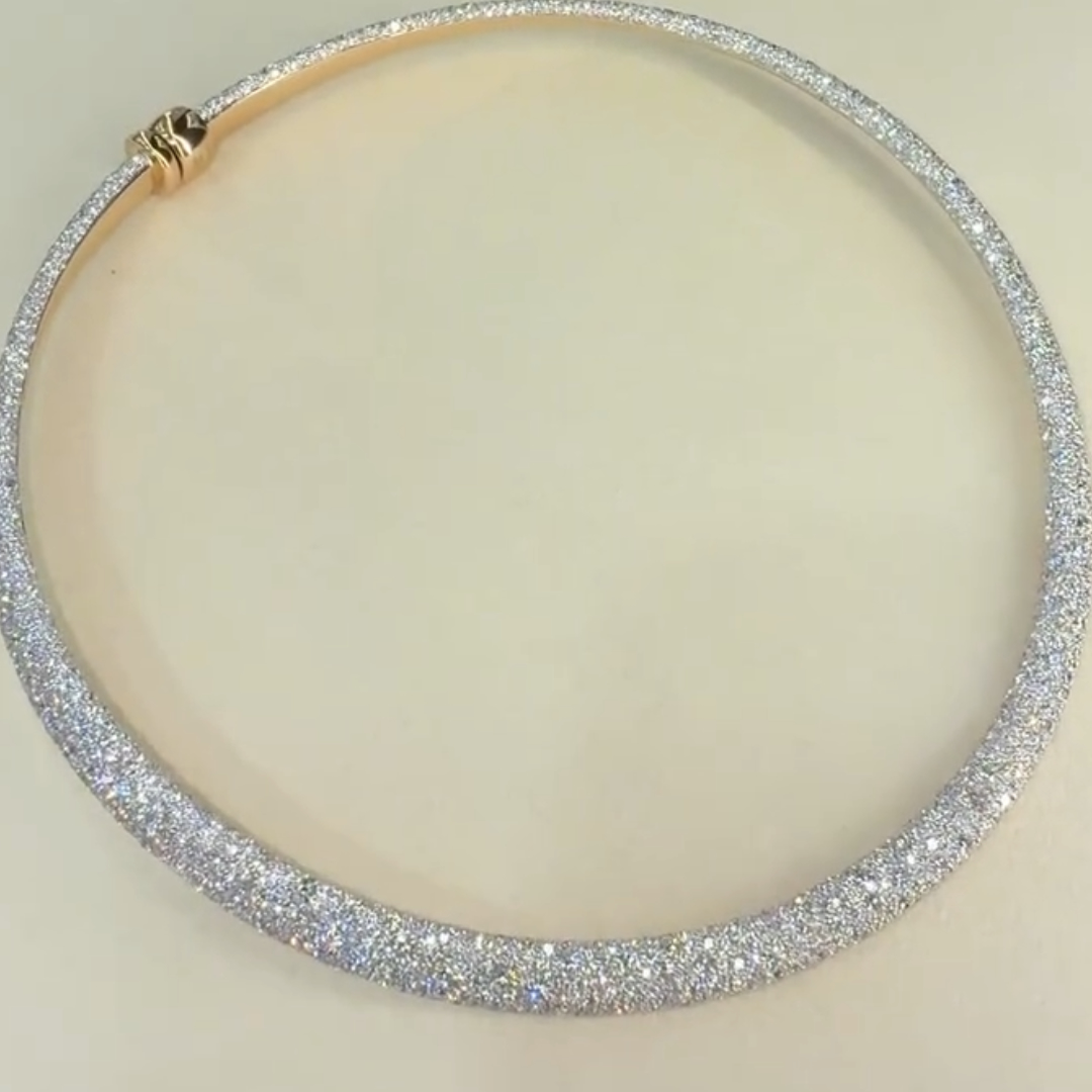 Pave Setting White Stone Necklace Choker