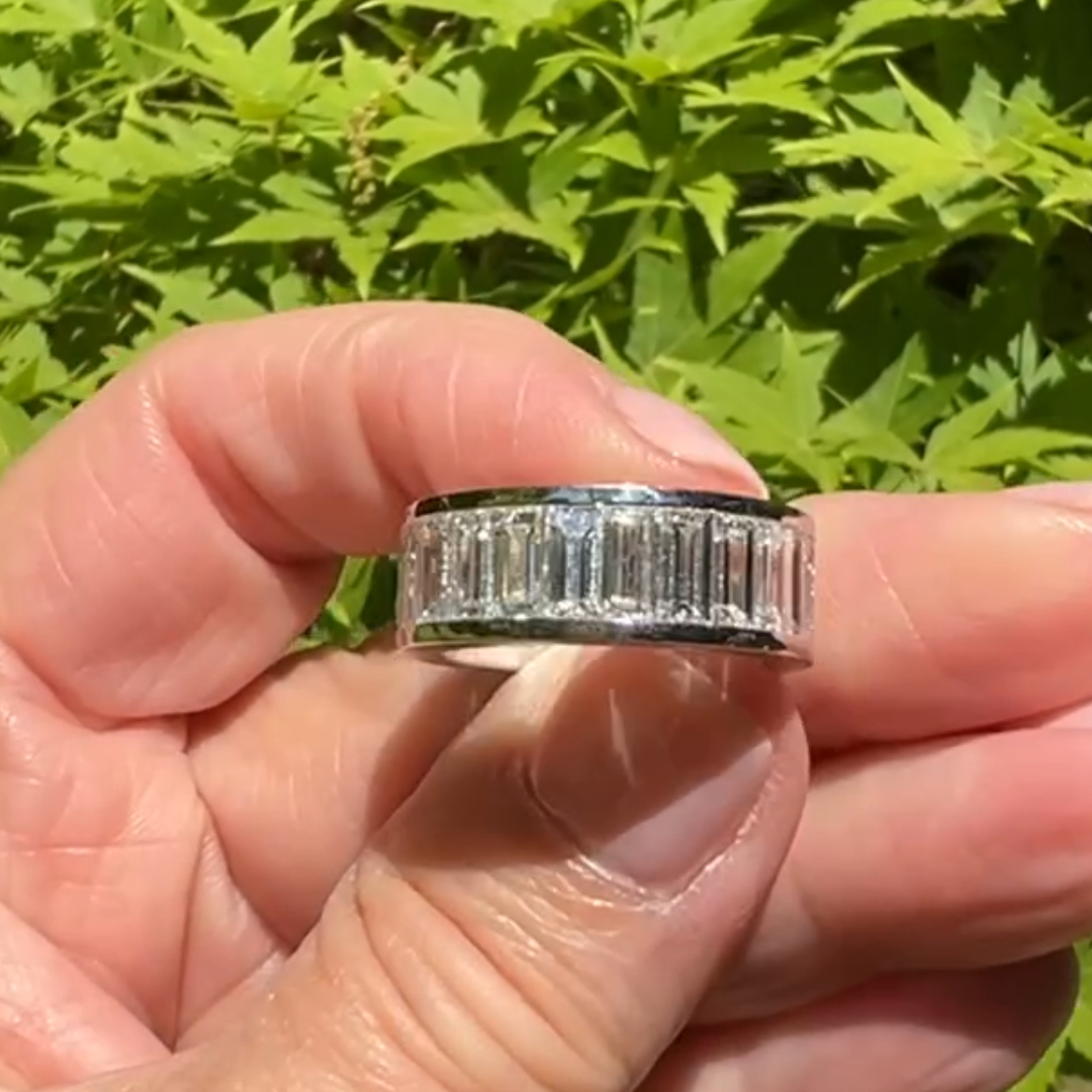 6.75ctw Baguette Cut White Stone Eternity Channel Band
