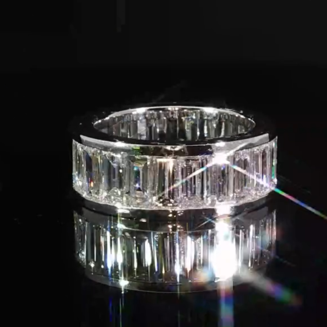 6.75ctw Baguette Cut White Stone Eternity Channel Band