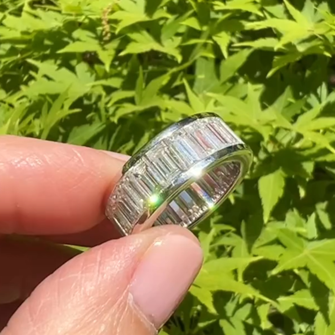 6.75ctw Baguette Cut White Stone Eternity Channel Band