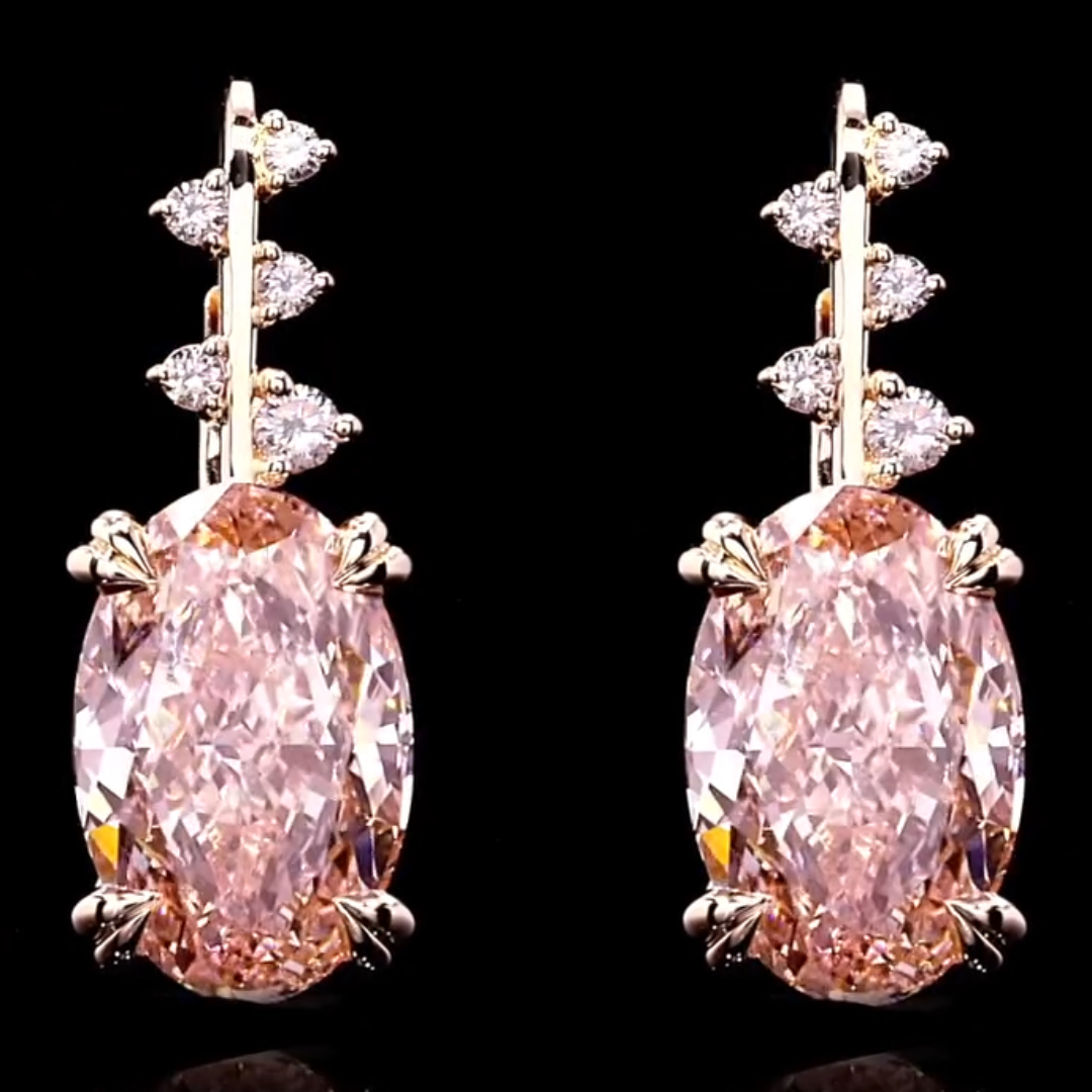 Fashion Oval Cut Pink Stone Drop Earrings 