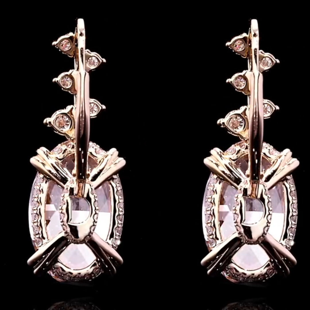 Fashion Oval Cut Pink Stone Drop Earrings 