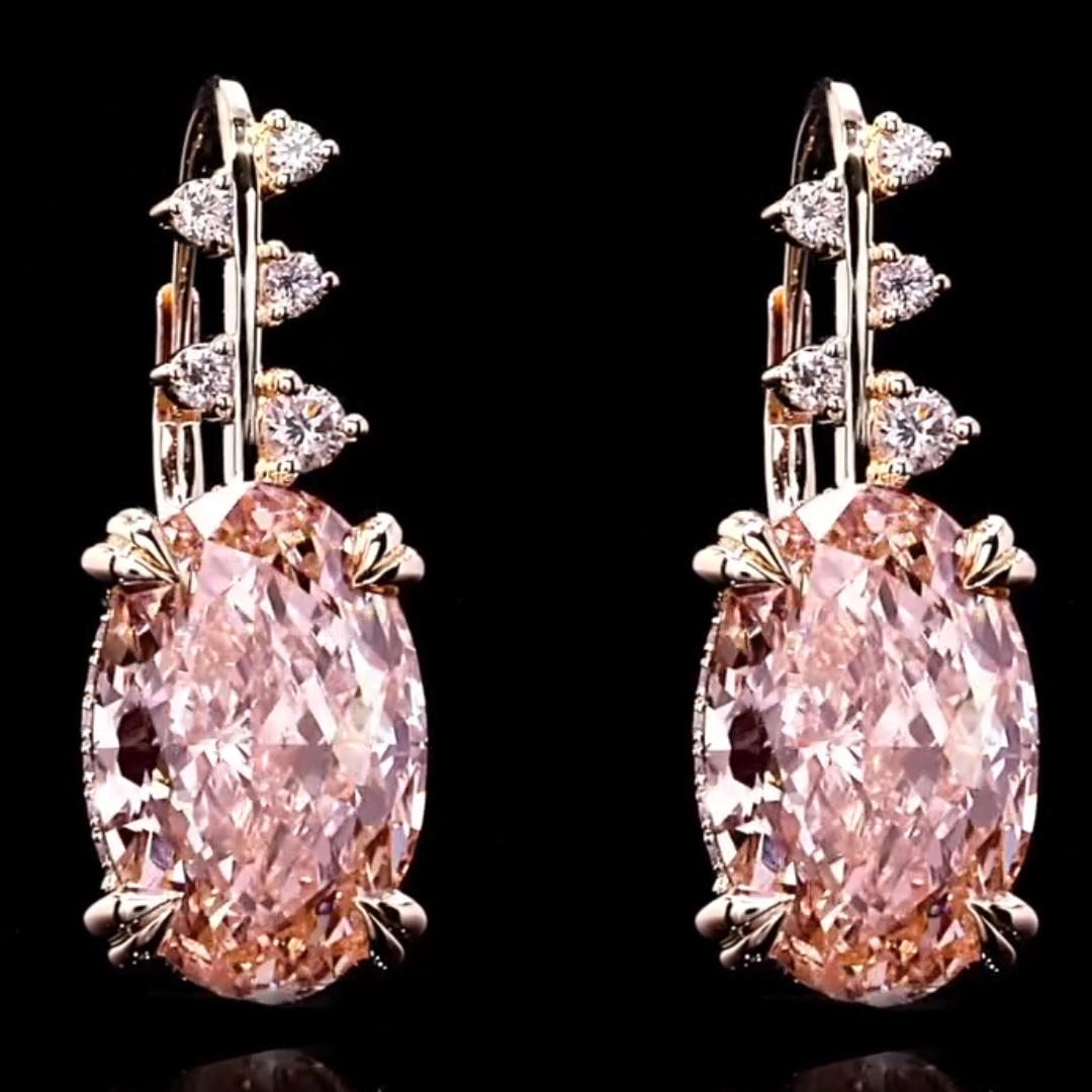 Fashion Oval Cut Pink Stone Drop Earrings 