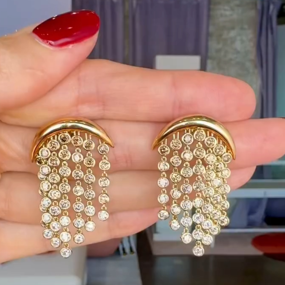 Fashion White Stone Tassel Earring