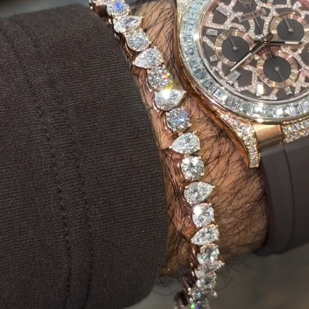Pear & Round Stone Alternating Bracelet in 18K Rose Gold