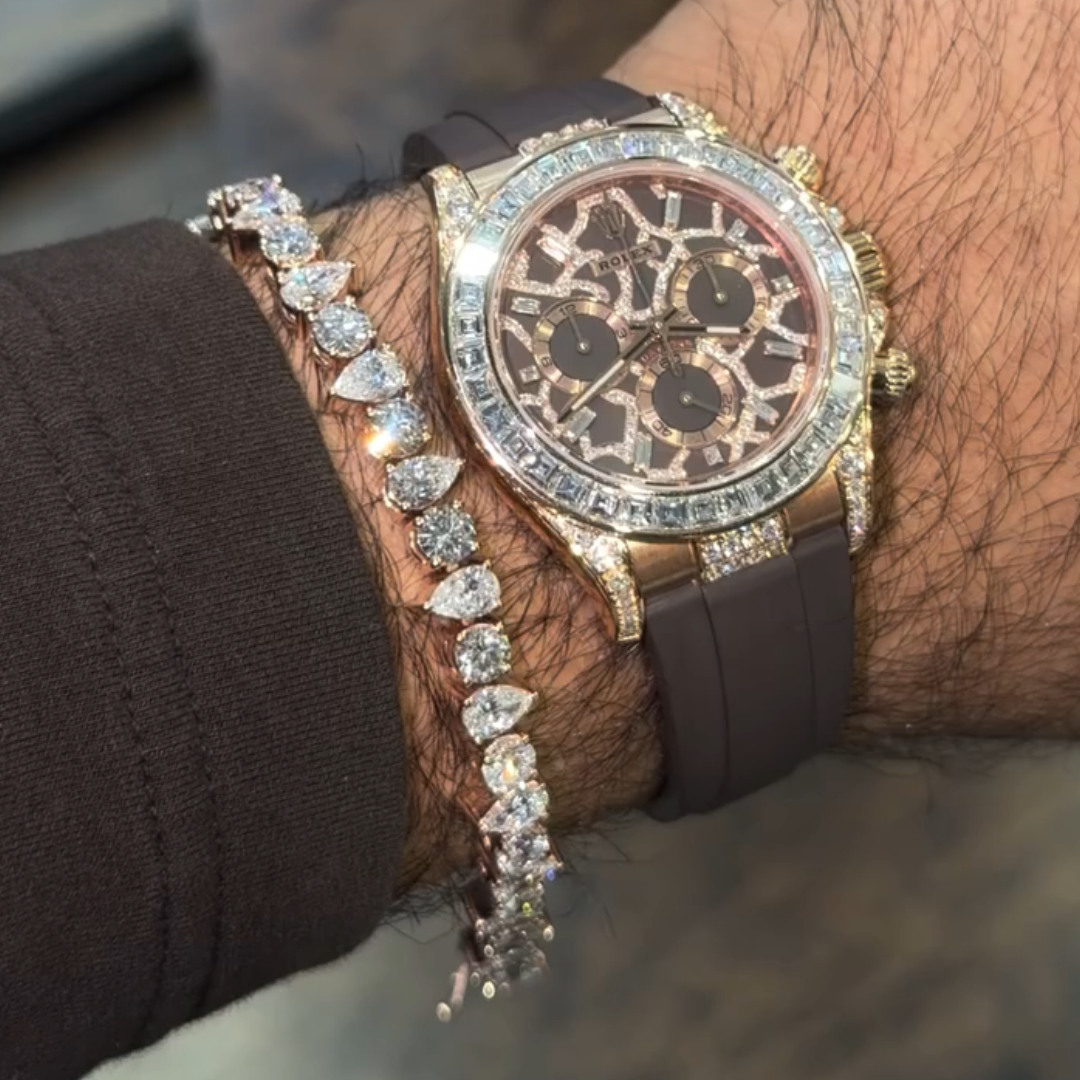 Pear & Round Stone Alternating Bracelet in 18K Rose Gold