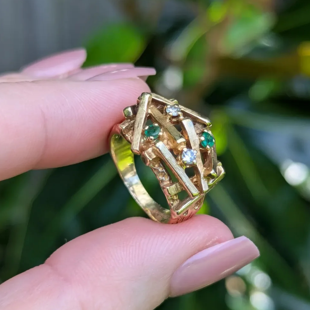 Architecture Design Gold Nest Cocktail Ring