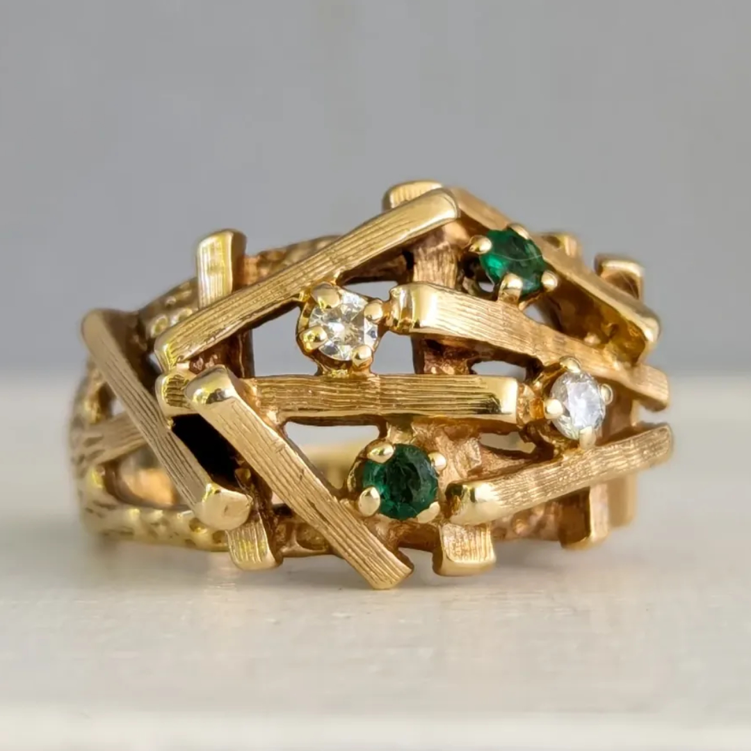 Architecture Design Gold Nest Cocktail Ring