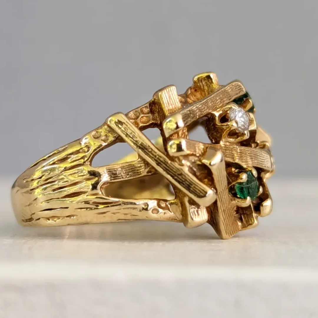 Architecture Design Gold Nest Cocktail Ring
