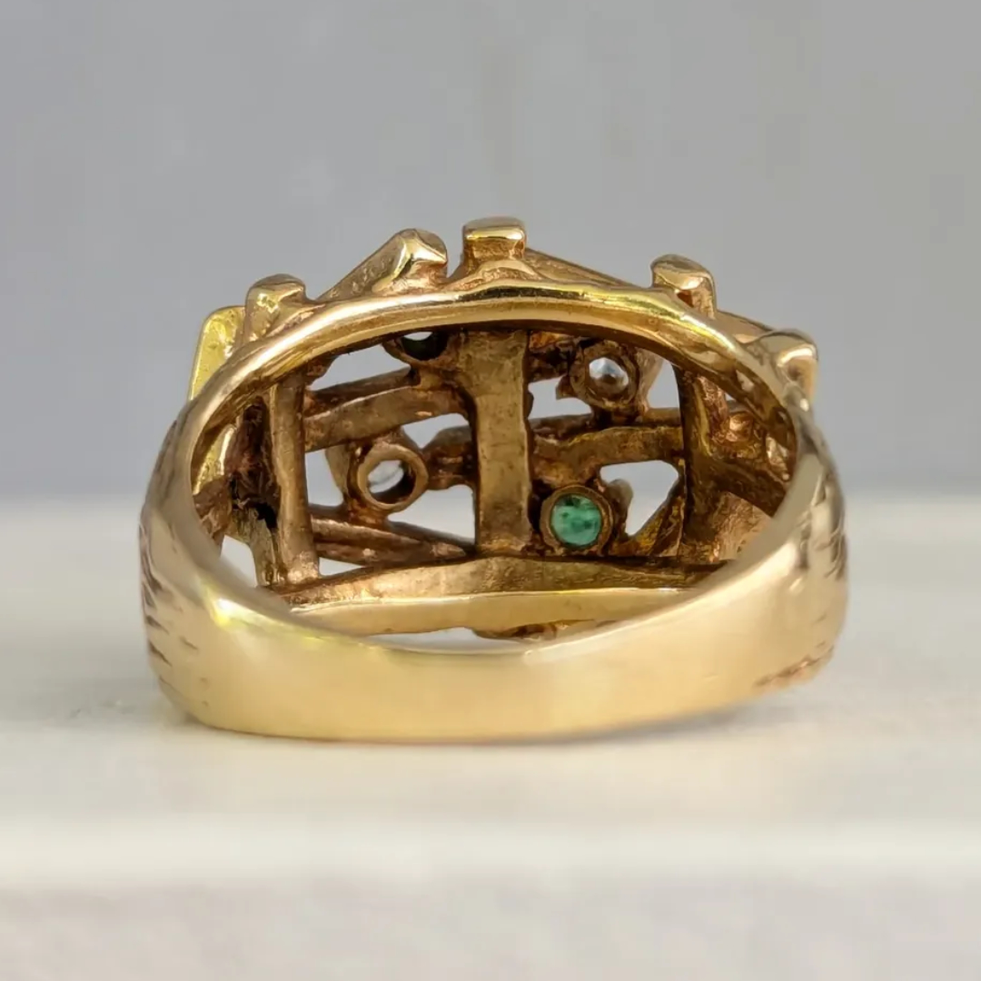Architecture Design Gold Nest Cocktail Ring