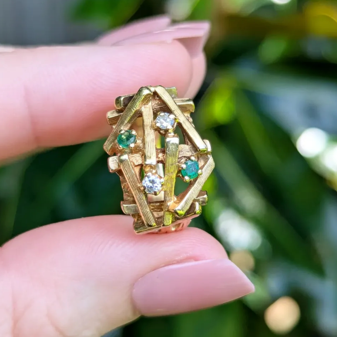 Architecture Design Gold Nest Cocktail Ring