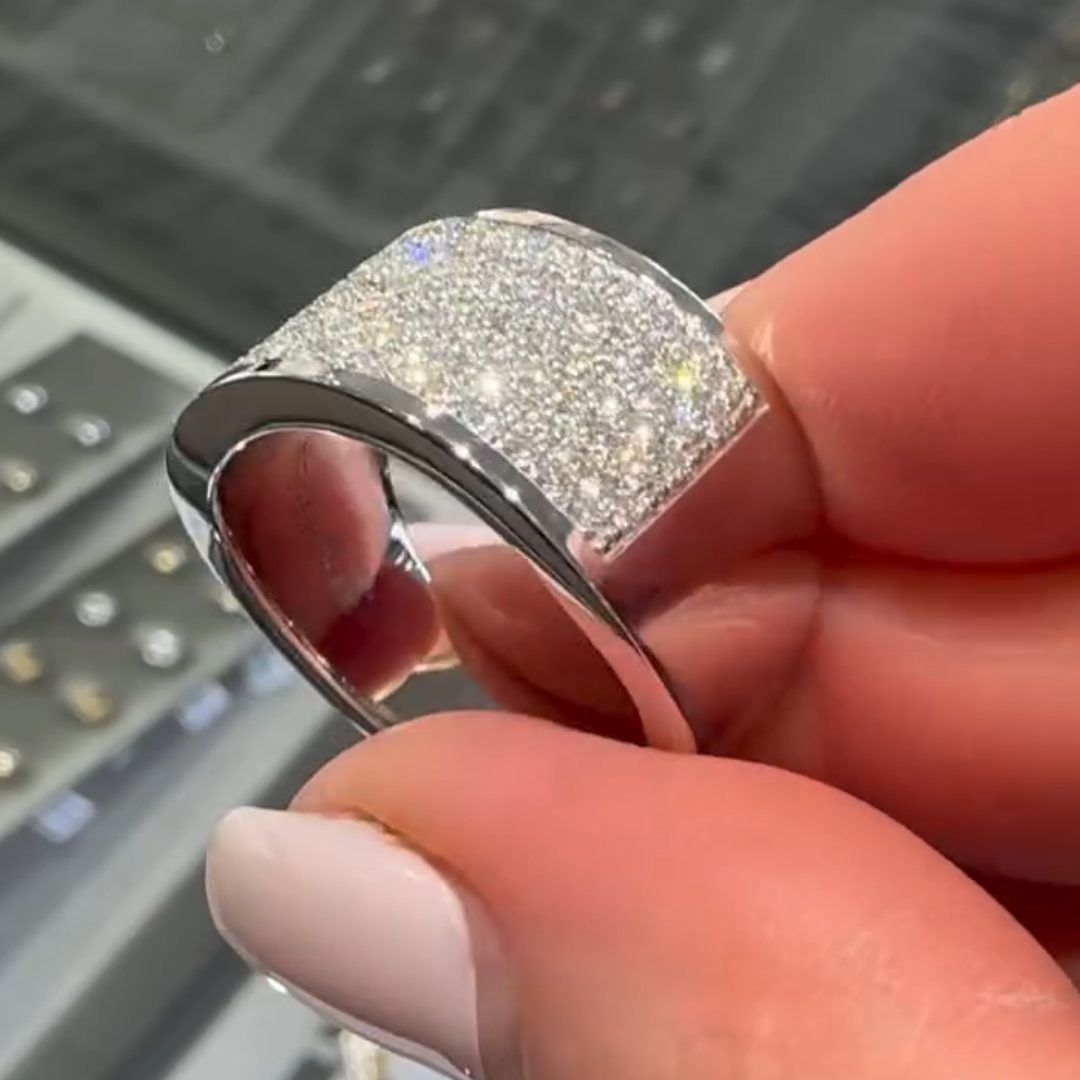 5.35ct Pave Setting Wide Band For Men