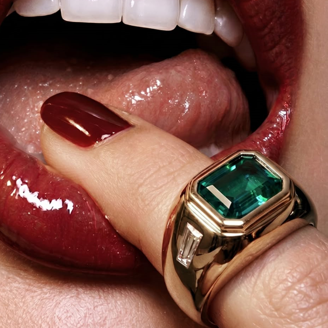 2.9ct Bezel Set Zambian Emerald Ring for Men