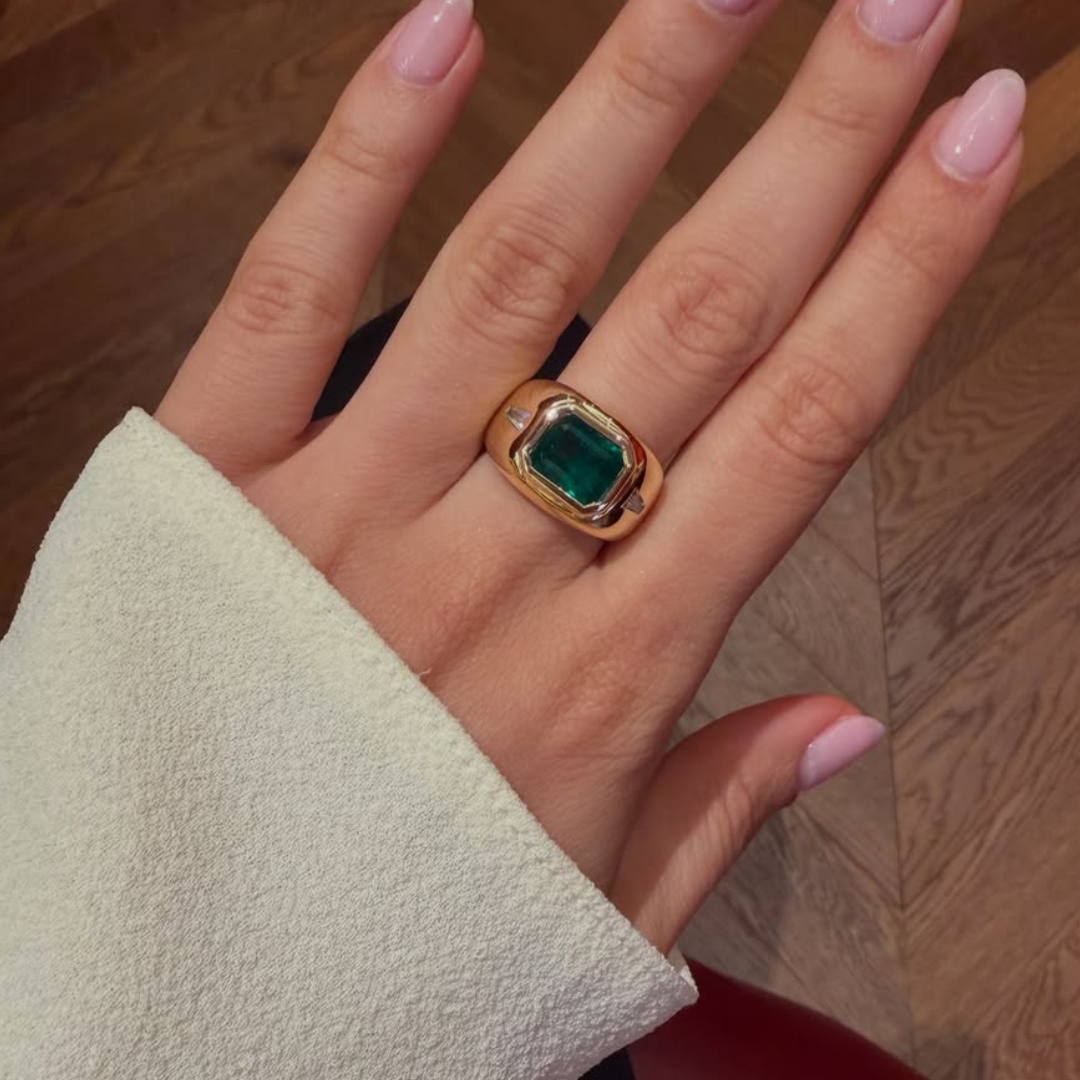 2.9ct Bezel Set Zambian Emerald Ring for Men