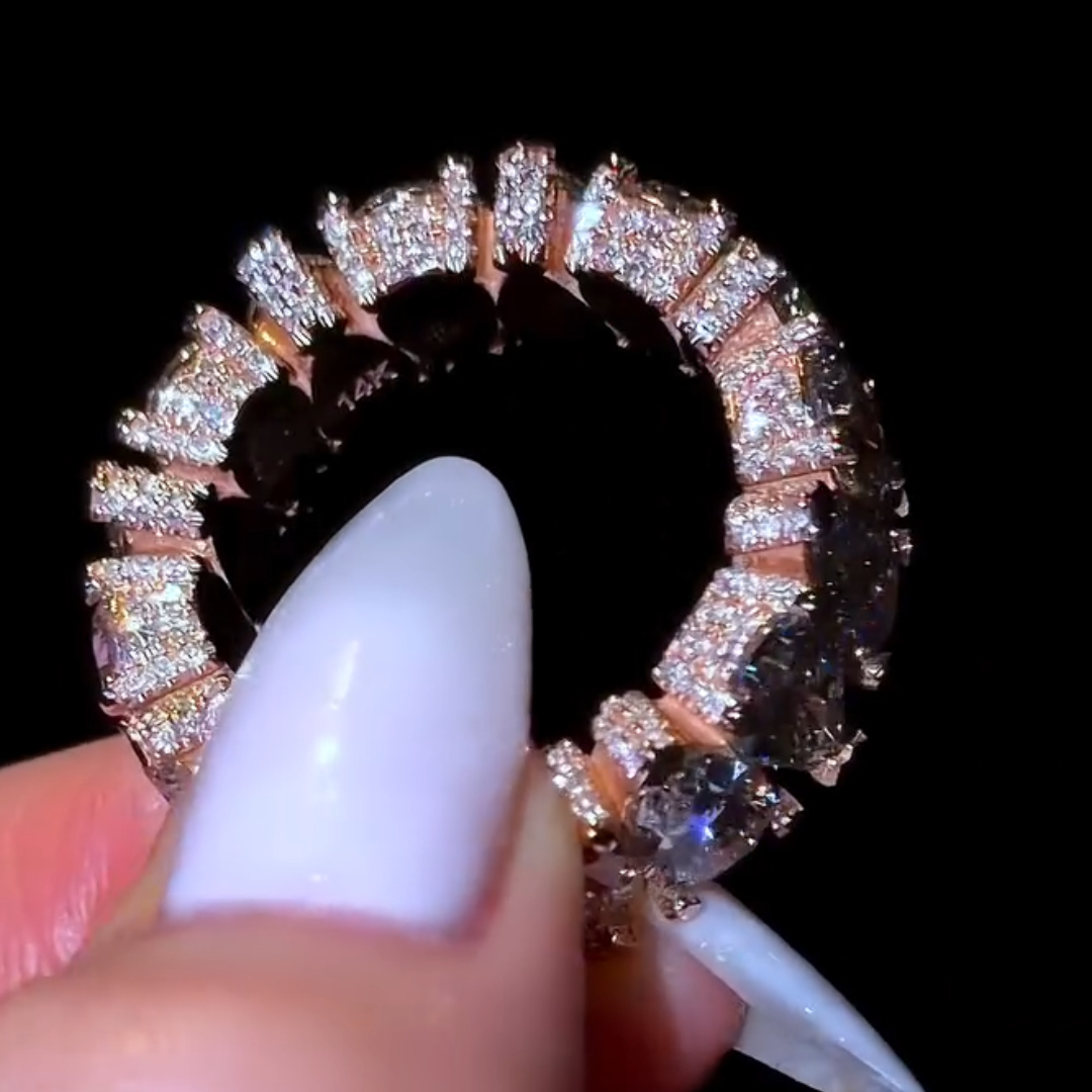7mm Pear MicroPave Eternity Ring in Rose Gold Tone