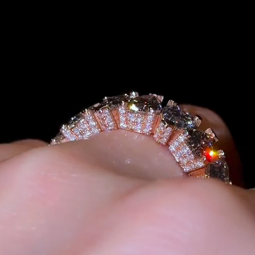 7mm Pear MicroPave Eternity Ring in Rose Gold Tone