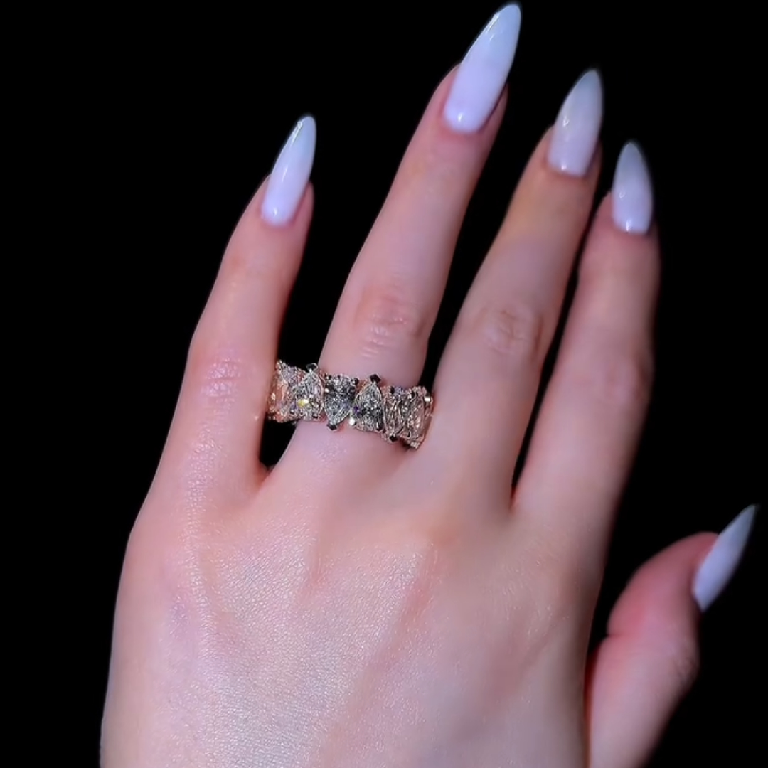 7mm Pear MicroPave Eternity Ring in Rose Gold Tone