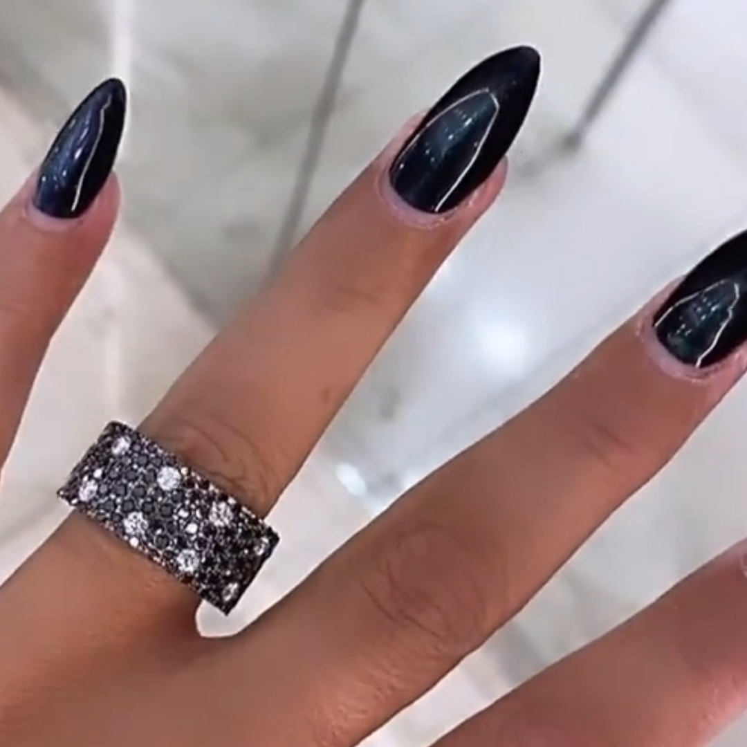 6.25ctw White & Black Stone Square Ring for Men