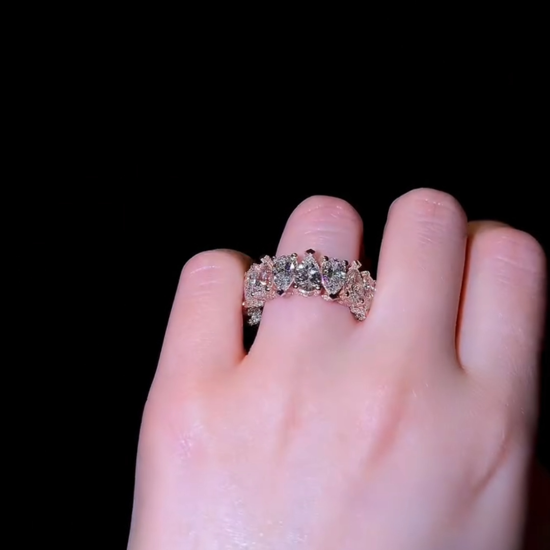 7mm Pear MicroPave Eternity Ring in Rose Gold Tone