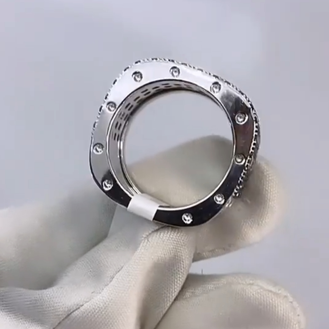 6.25ctw White & Black Stone Square Ring for Men