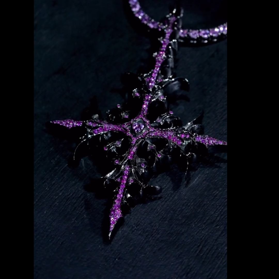 Pink Stone Cross Pendant 