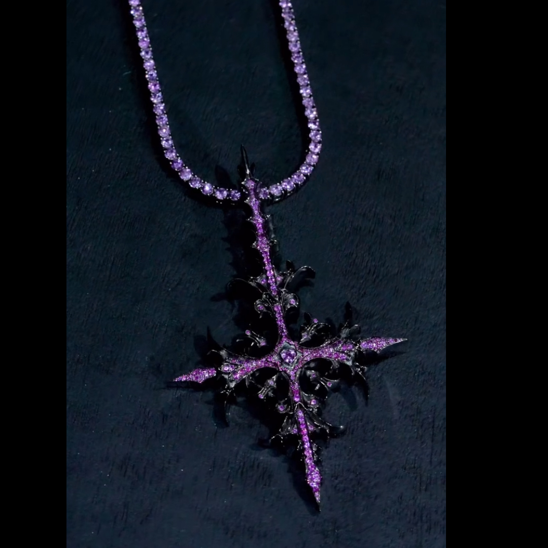 Pink Stone Cross Pendant 