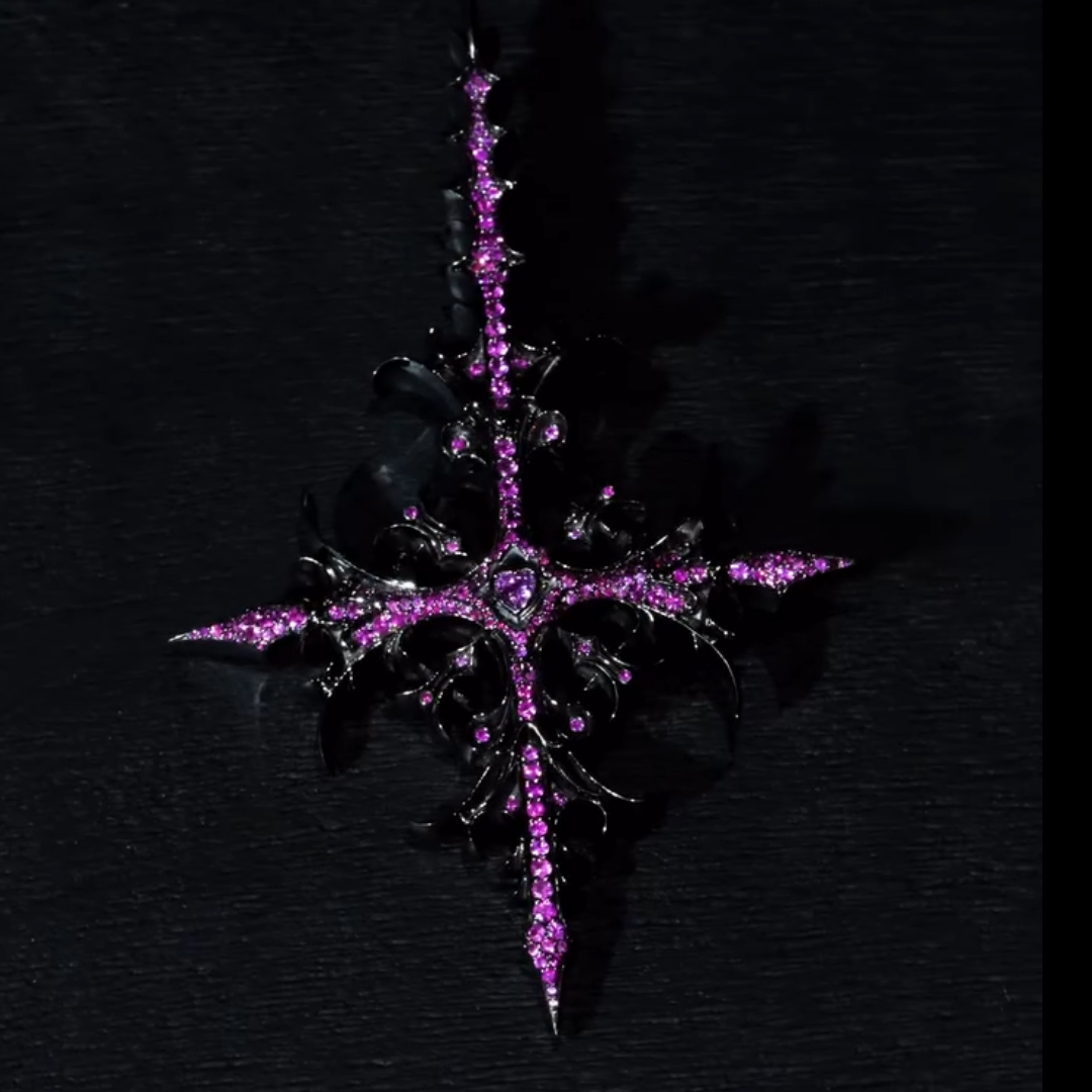 Pink Stone Cross Pendant 