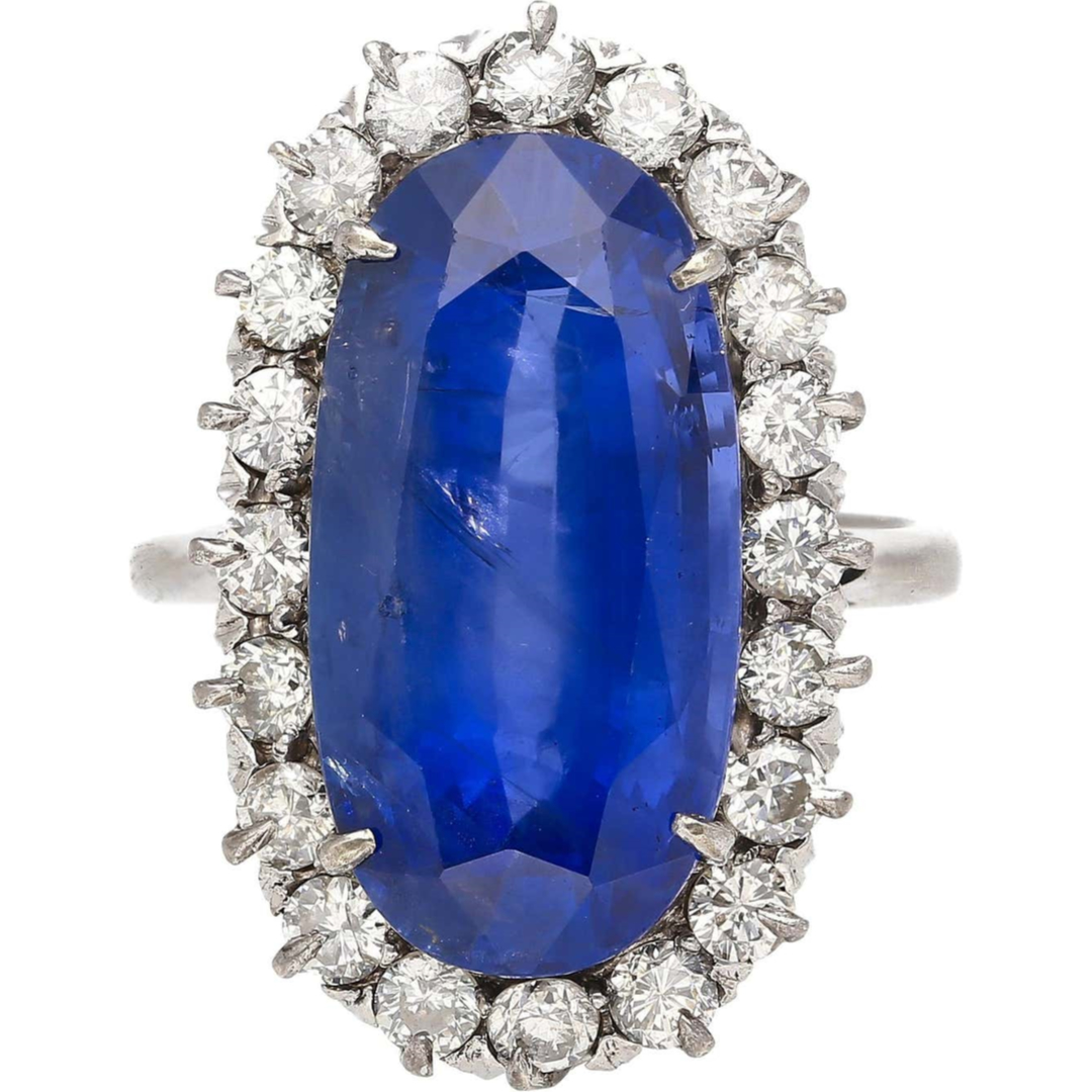 Antique Old Mine 11.30 Carat  Blue Sapphire Stone Ring