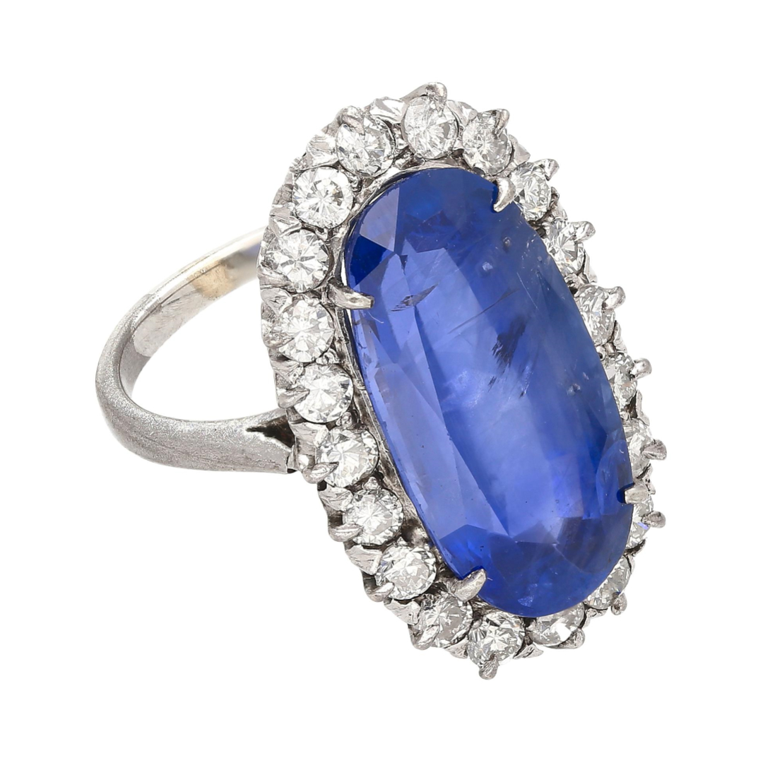 Antique Old Mine 11.30 Carat  Blue Sapphire Stone Ring