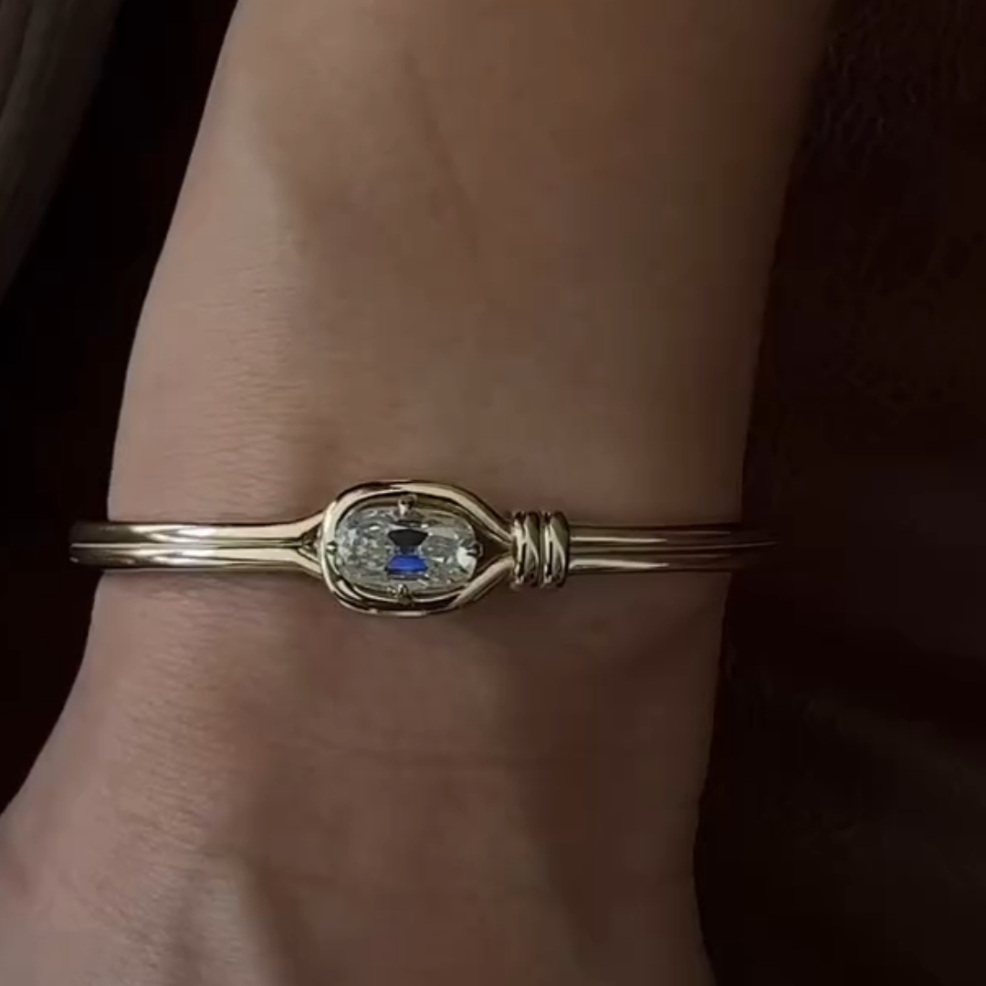2ct Elonggated Cushion Cut White Stone Bangle Bracelets