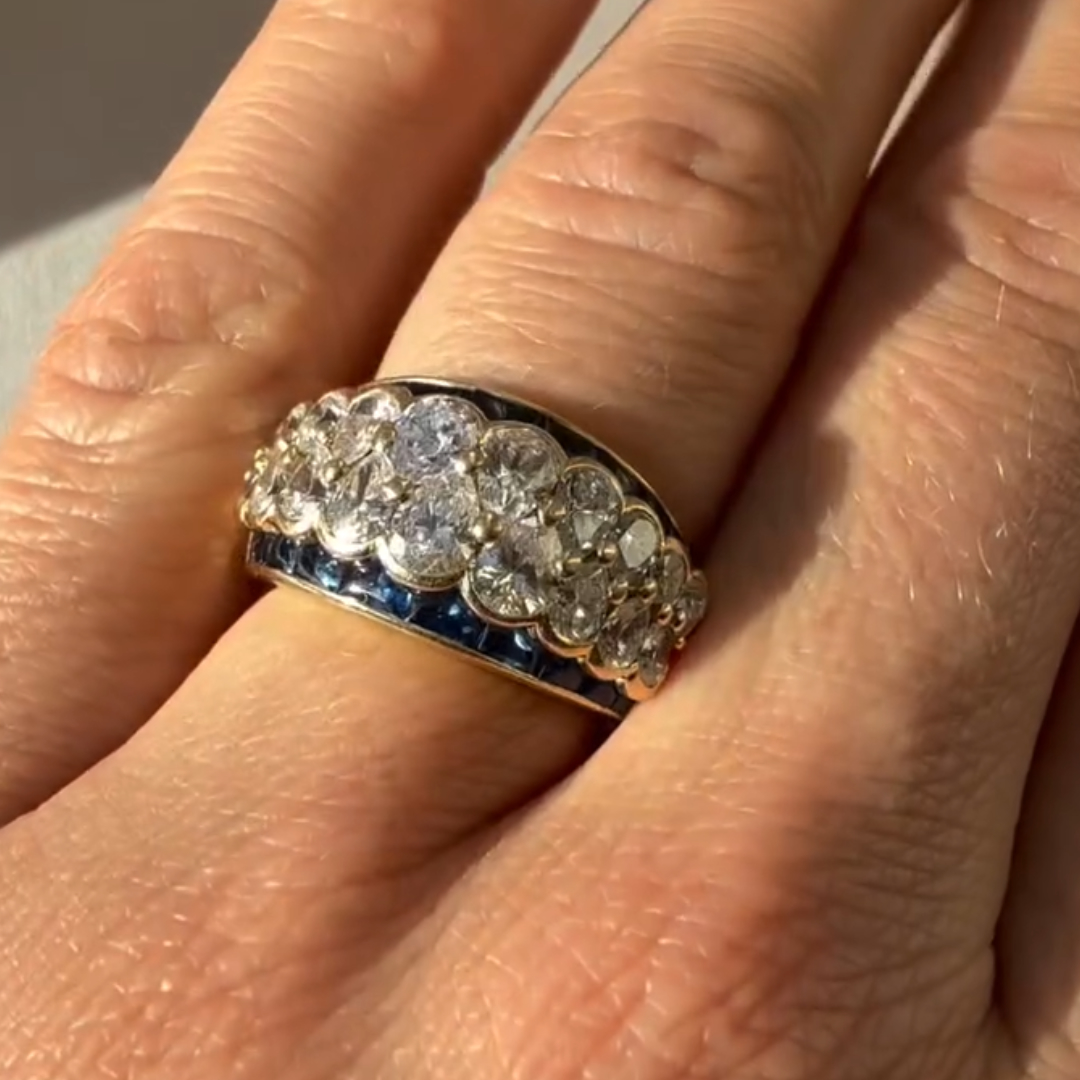 3.3ctw Pear Cut White Stone Eternity Ring in Vintage Tone