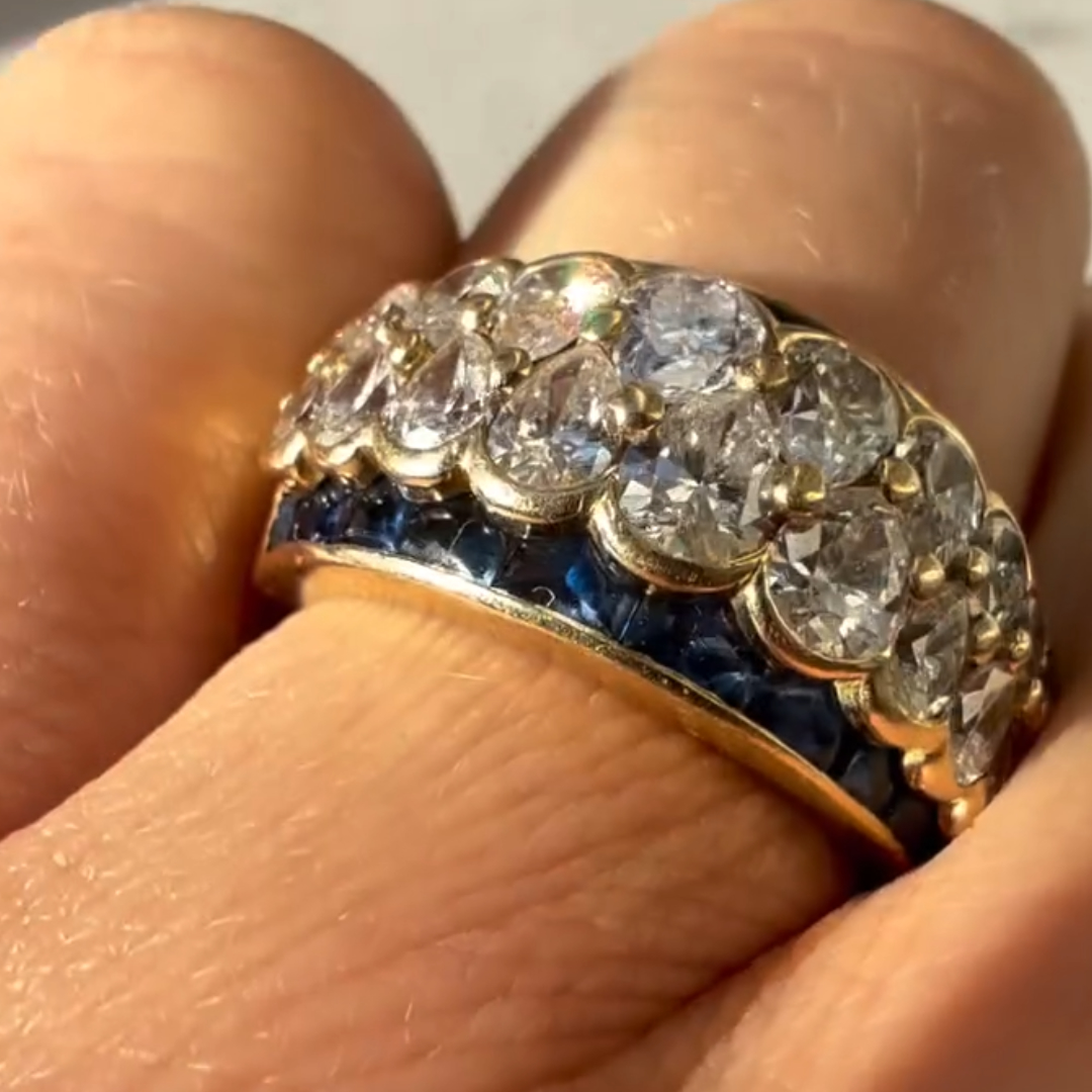 3.3ctw Pear Cut White Stone Eternity Ring in Vintage Tone
