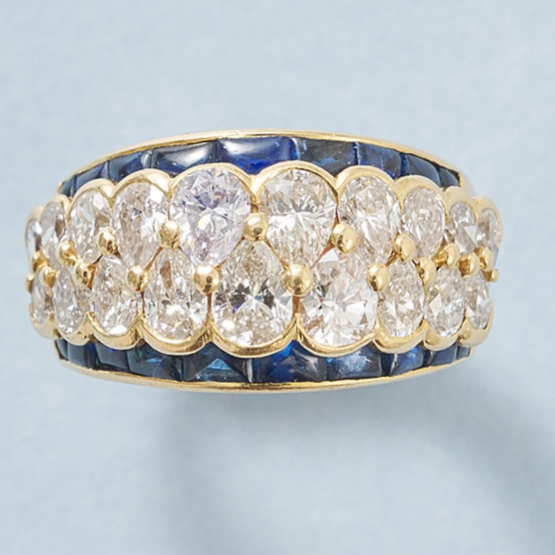 3.3ctw Pear Cut White Stone Eternity Ring in Vintage Tone