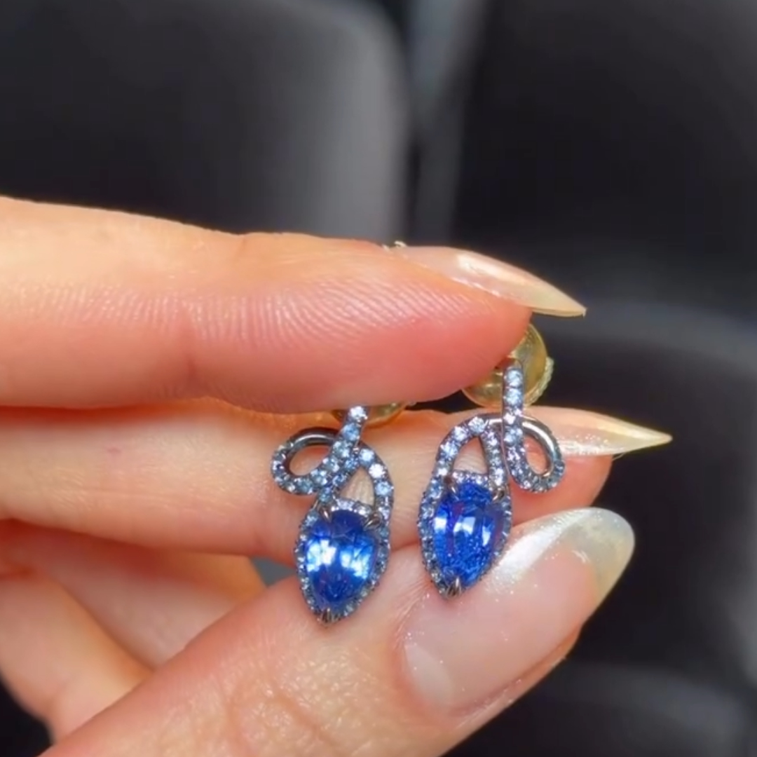 Swirl Design Sapphire Blue Earrings