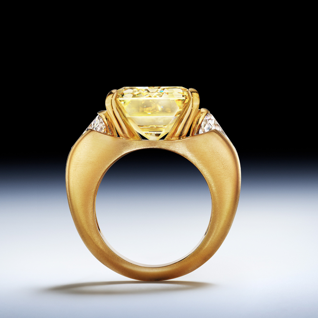 14.27ct Three-stone Design Fancy Yellow Stone Ring