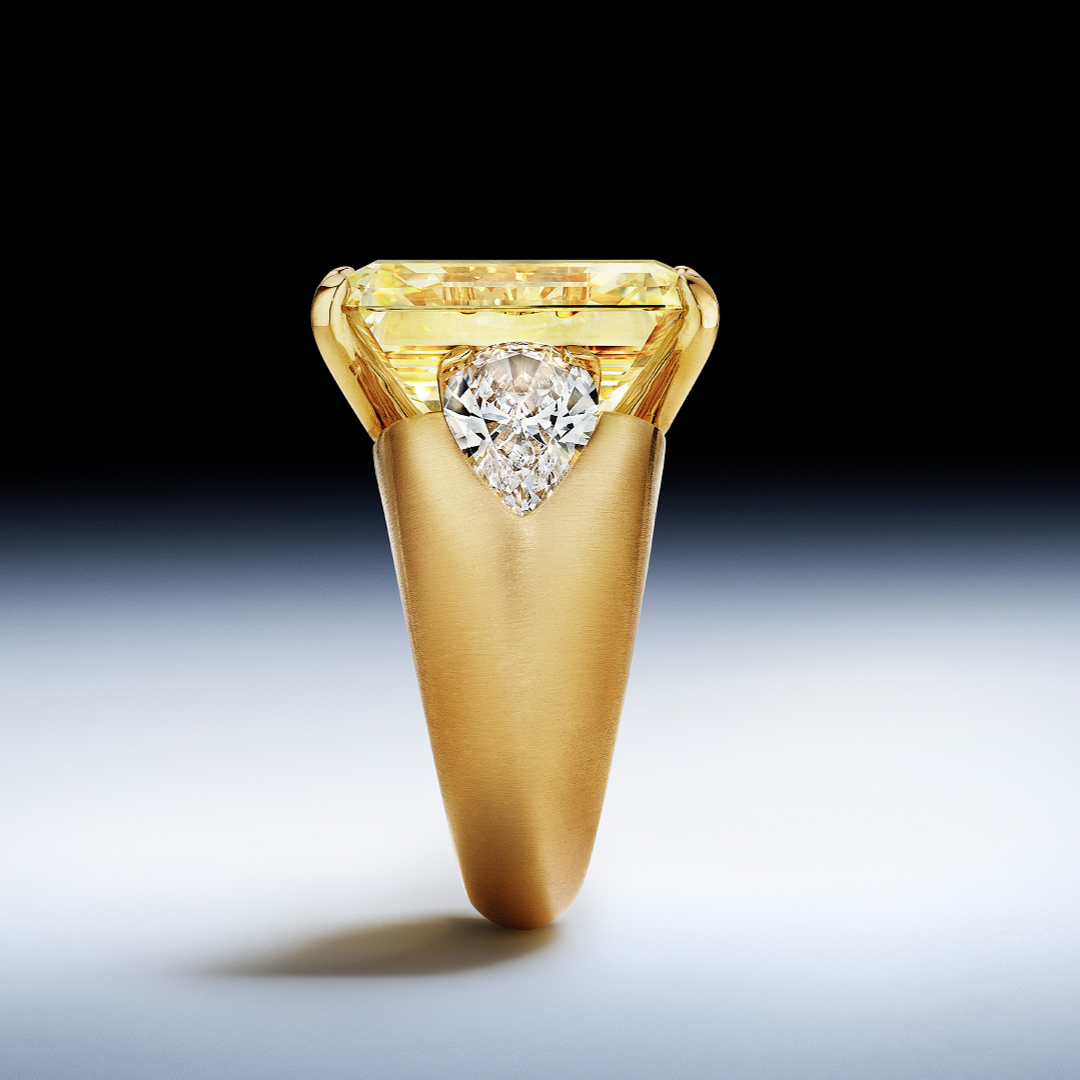14.27ct Three-stone Design Fancy Yellow Stone Ring